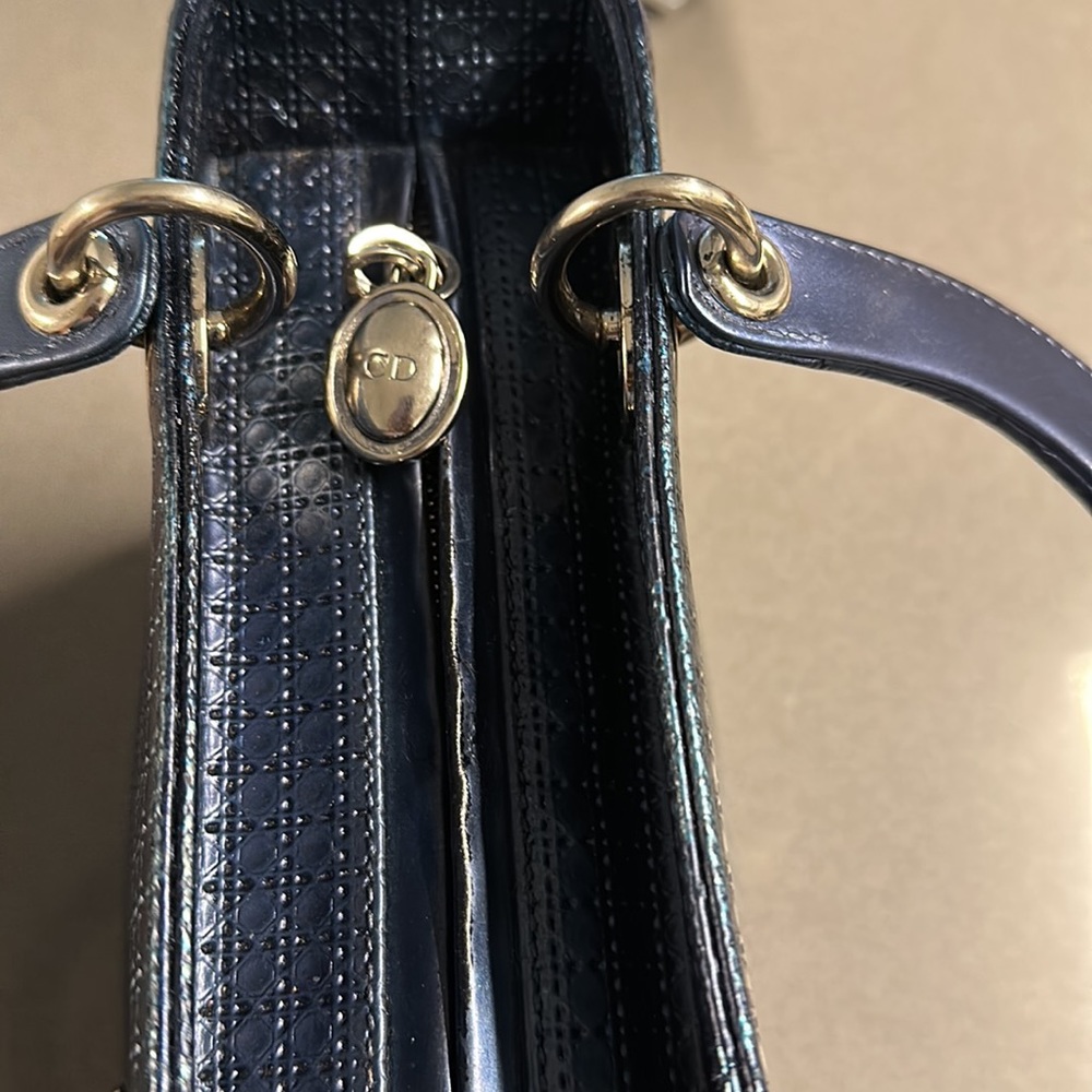 Authentic Patent metallic Lady Dior blue bag - Picture 6 of 16